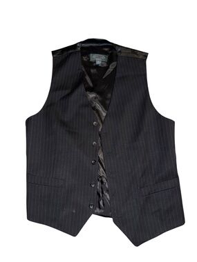 Pronto Uomo Wool Black Pinstripe Men's Dress Vest